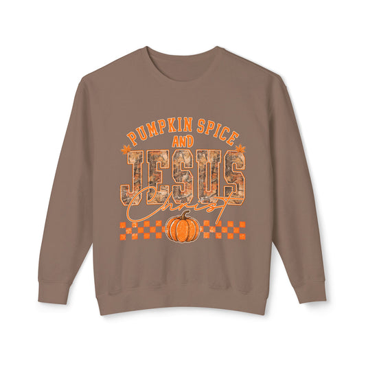 Pumpkin Spice and Jesus Christ Comfort Colors Crewneck Sweatshirt