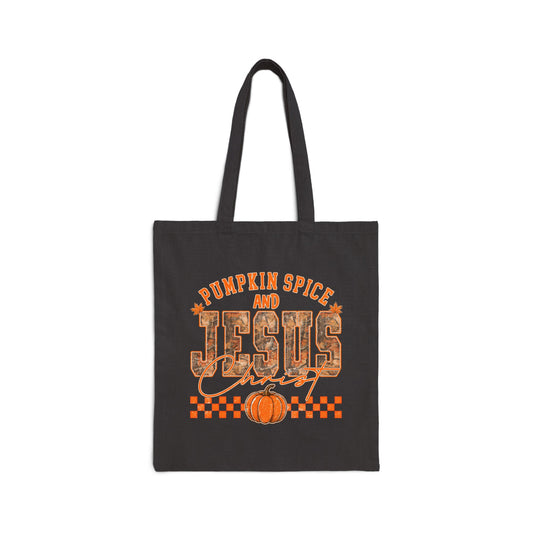 Pumpkin Spice and Jesus Canvas Tote