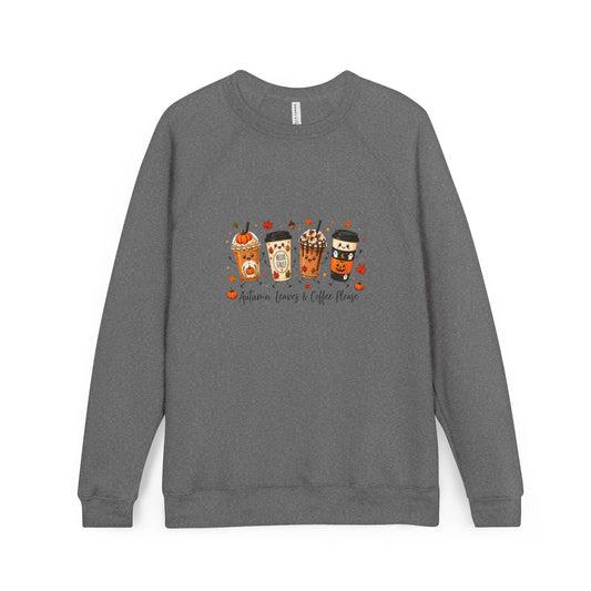 Autumn Leaves & Coffee Please Crewneck Sweatshirt - Bella + Canvas