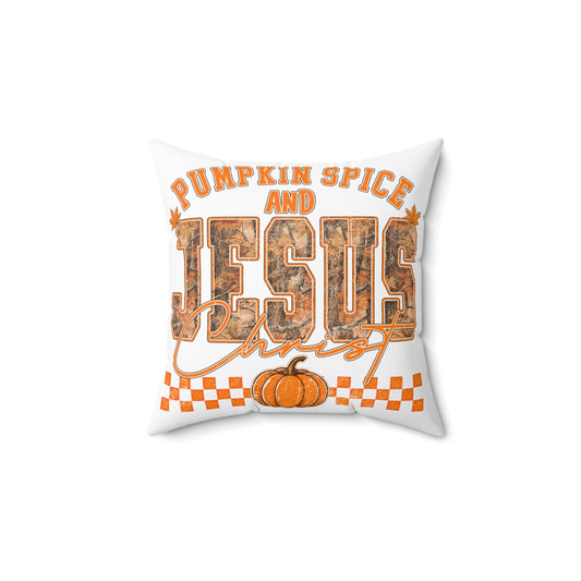 Pumpkin Spice and Jesus Cozy Throw Pillow