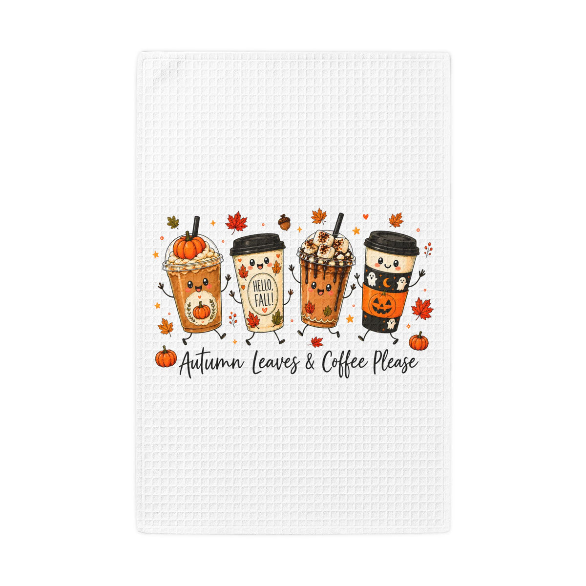 Autumn Leaves & Coffee Please Fall Kitchen Towel
