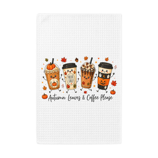 Autumn Leaves & Coffee Please Fall Kitchen Towel